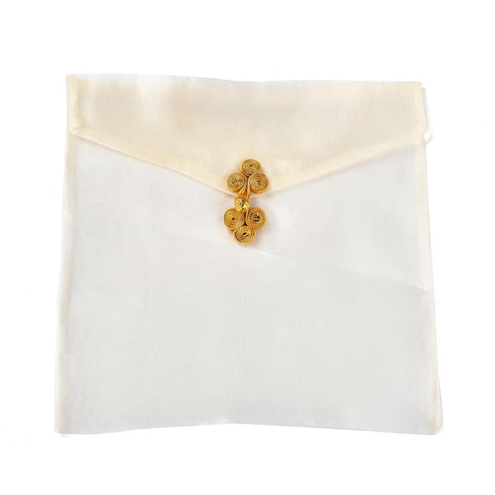 1 Bag Organza Bags, with Chinese Dress Buttons, Rectangle, 25x25.5x1.1cm