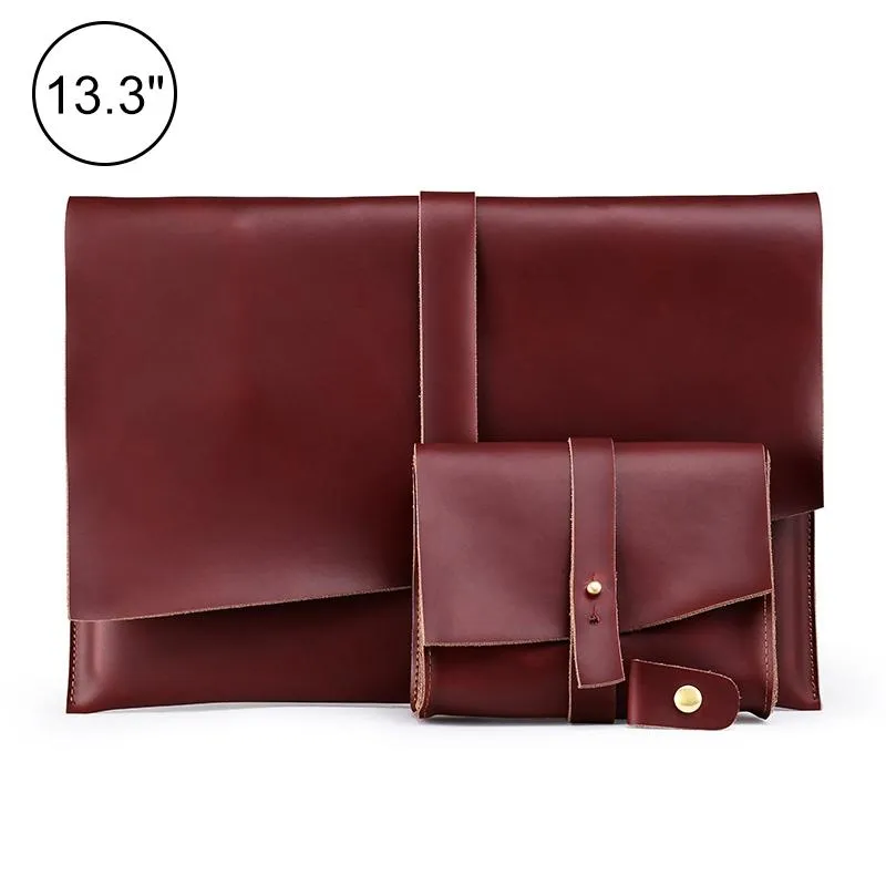13 Laptop / Tablet Bag - Genuine Leather - Universal - Cable Winder - Business Power Adapter