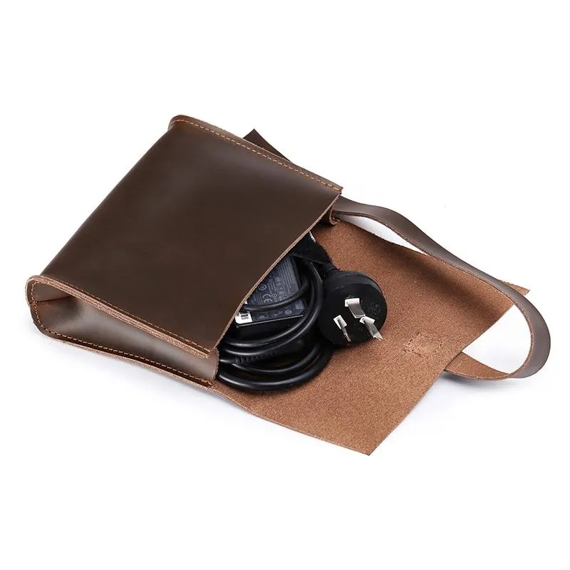 13 Laptop / Tablet Bag - Genuine Leather - Universal - Cable Winder - Business Power Adapter