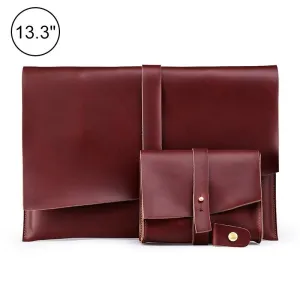 13 Laptop / Tablet Bag - Genuine Leather - Universal - Cable Winder - Business Power Adapter