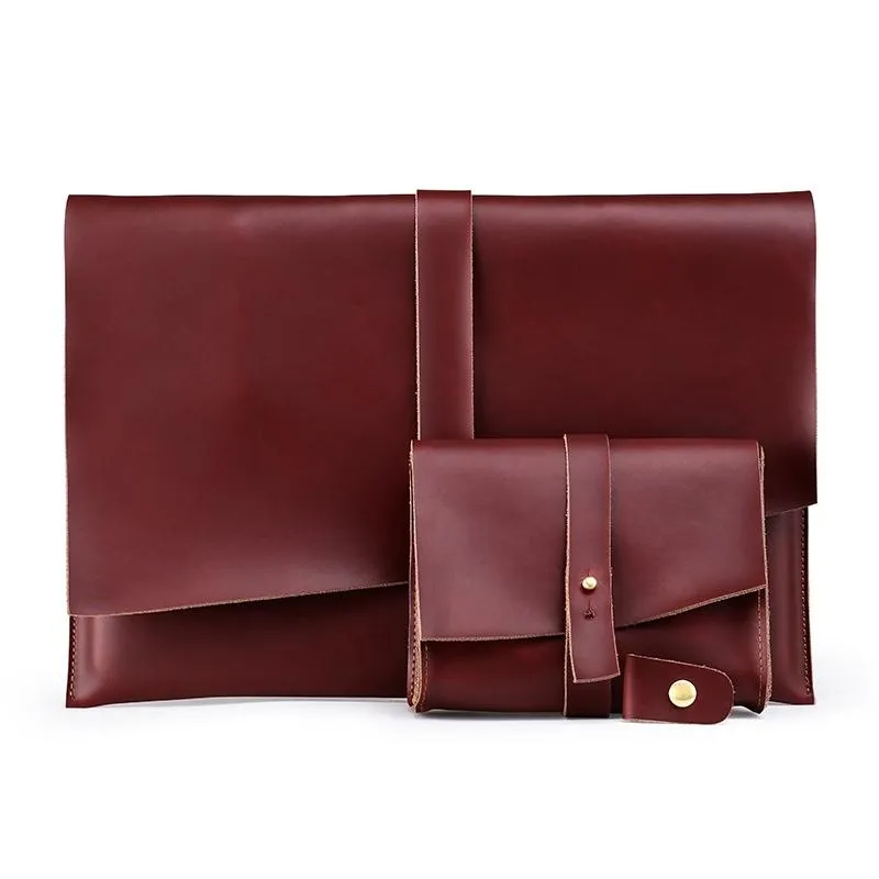 13 Laptop / Tablet Bag - Genuine Leather - Universal - Cable Winder - Business Power Adapter