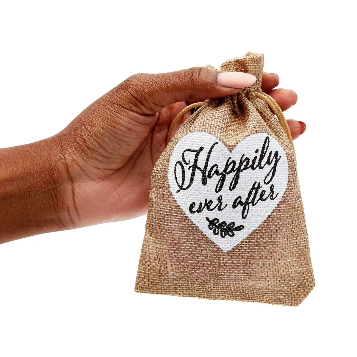 30 Pack Small Burlap Wedding Favor Bags, Happily Ever After Gift Bag, 4x6 In