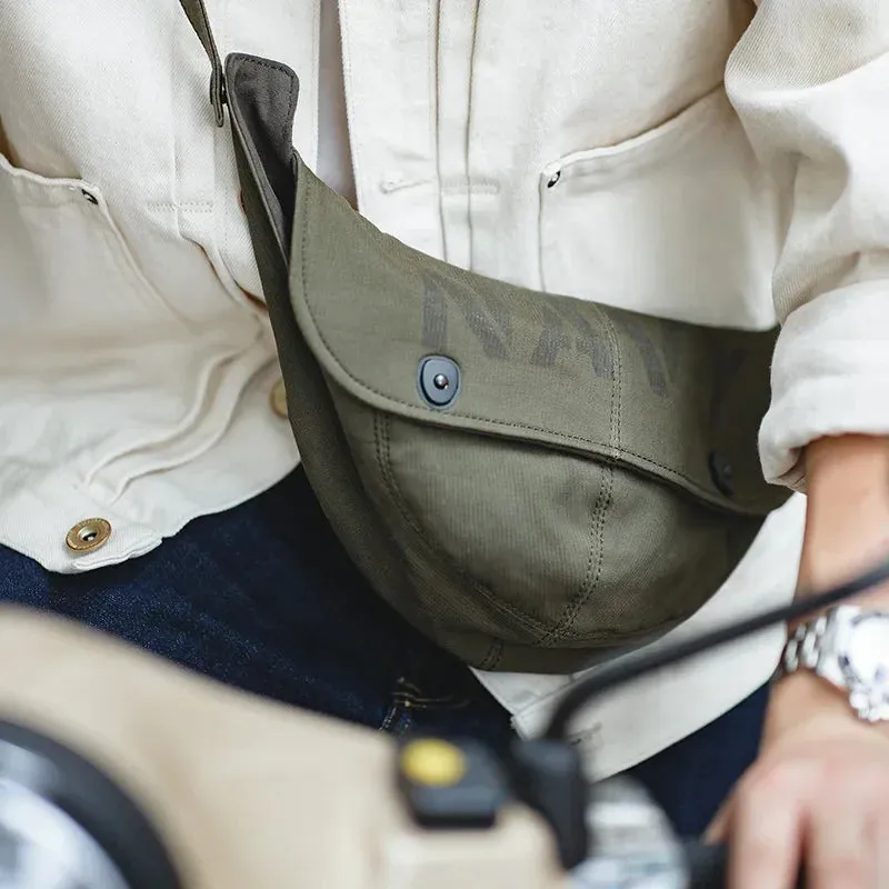 Aidase Retro Deck Men's Bags Canvas Messenger Crossbody Chest Waist Bag Green Hats Travel Shoulder Belt Bag