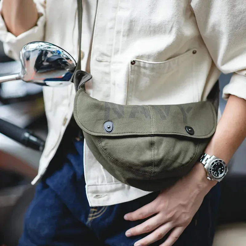 Aidase Retro Deck Men's Bags Canvas Messenger Crossbody Chest Waist Bag Green Hats Travel Shoulder Belt Bag
