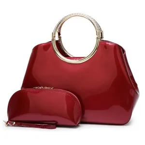 ALMIRA Design Collection Women's Fine Fashion Luxury Style Designer Leather Burgundy Red Handbag