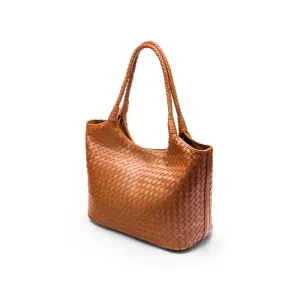 Anya Woven Leather Shoulder Bag - Tan