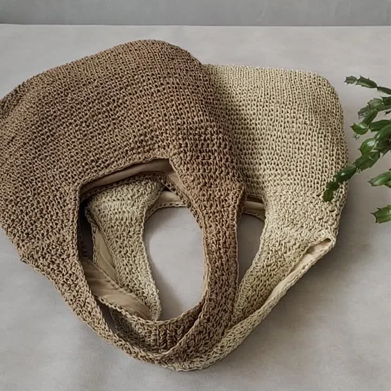 Artistic beach handmade straw bag