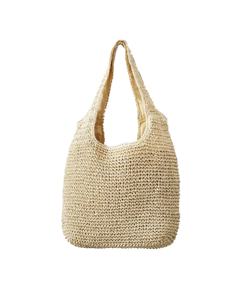 Artistic beach handmade straw bag