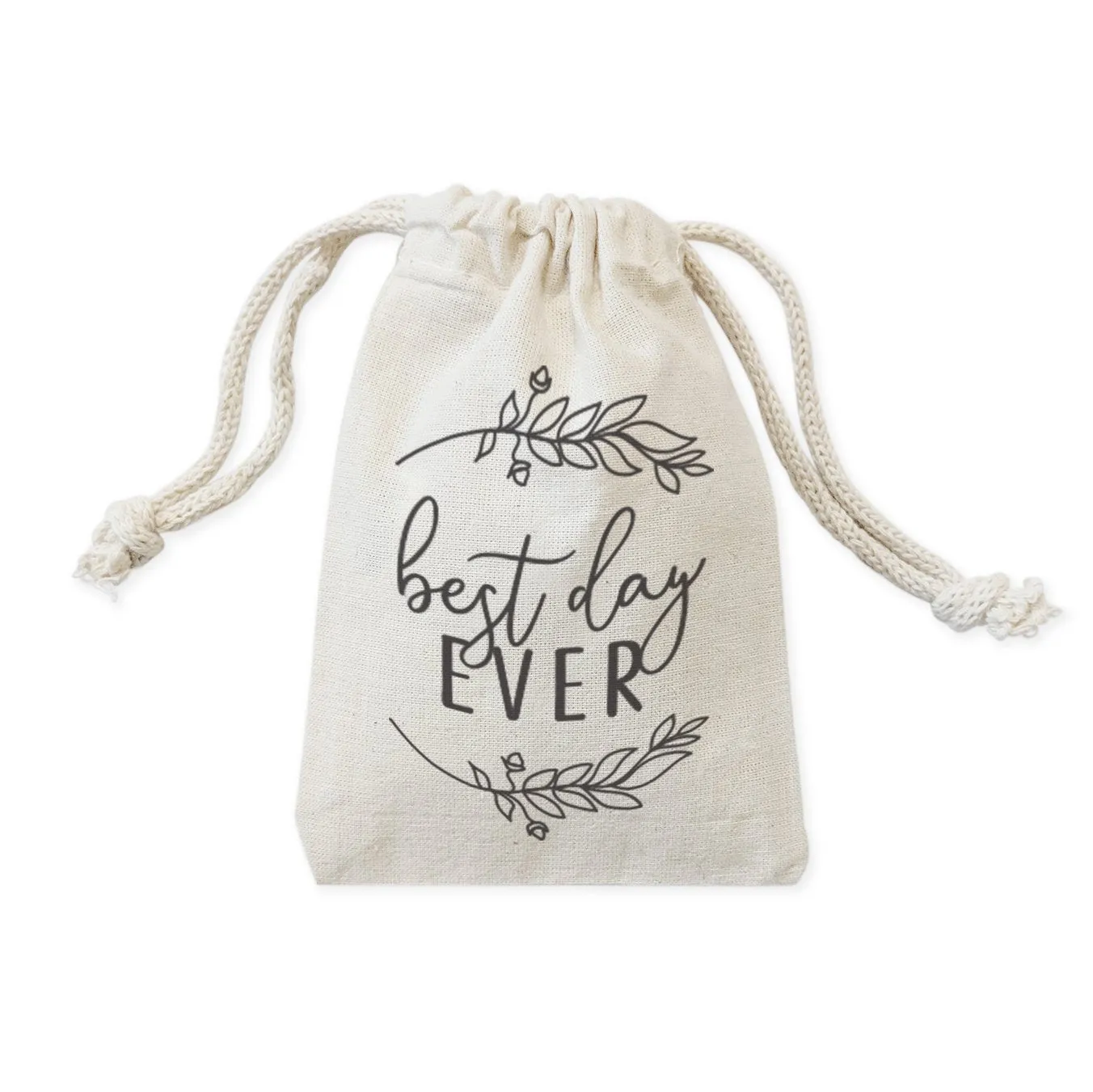 Best Day Ever Cotton Canvas Wedding Favor Bags, 6-Pack