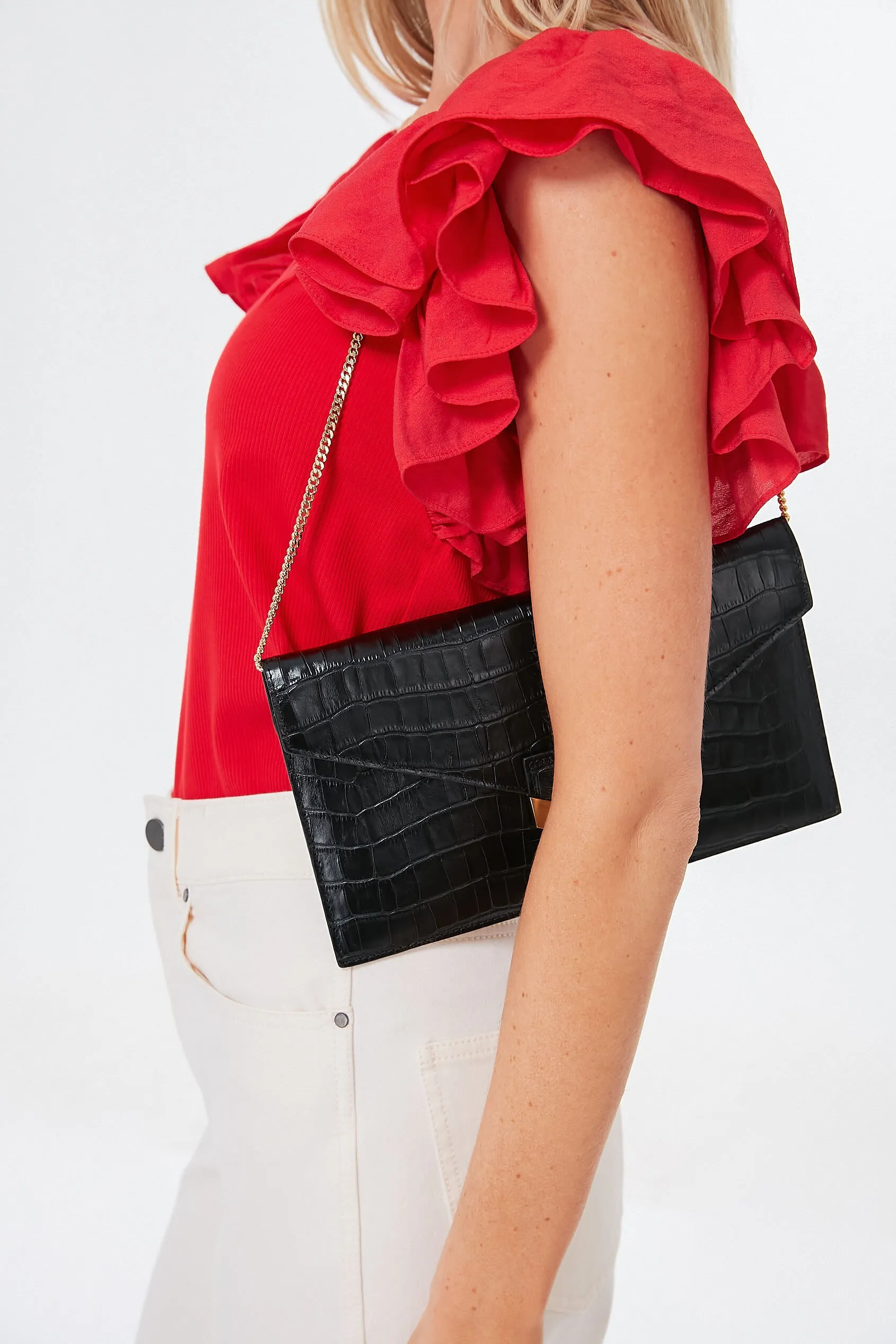 Black Croc London Clutch
