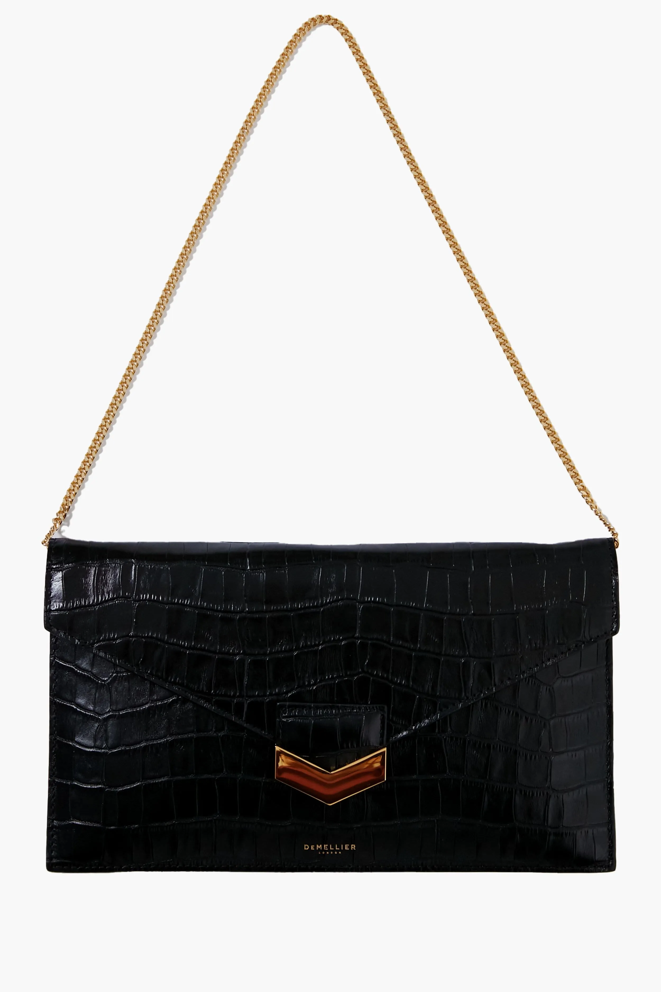 Black Croc London Clutch