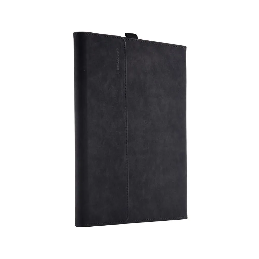 Black Leather Tablet Case For Microsoft Surface Pro X With Power Bag - 13 Inch