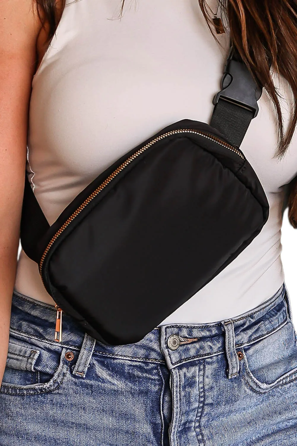 Black Waterproof Zipped Crossbody Bag - Secure Zipper Closure