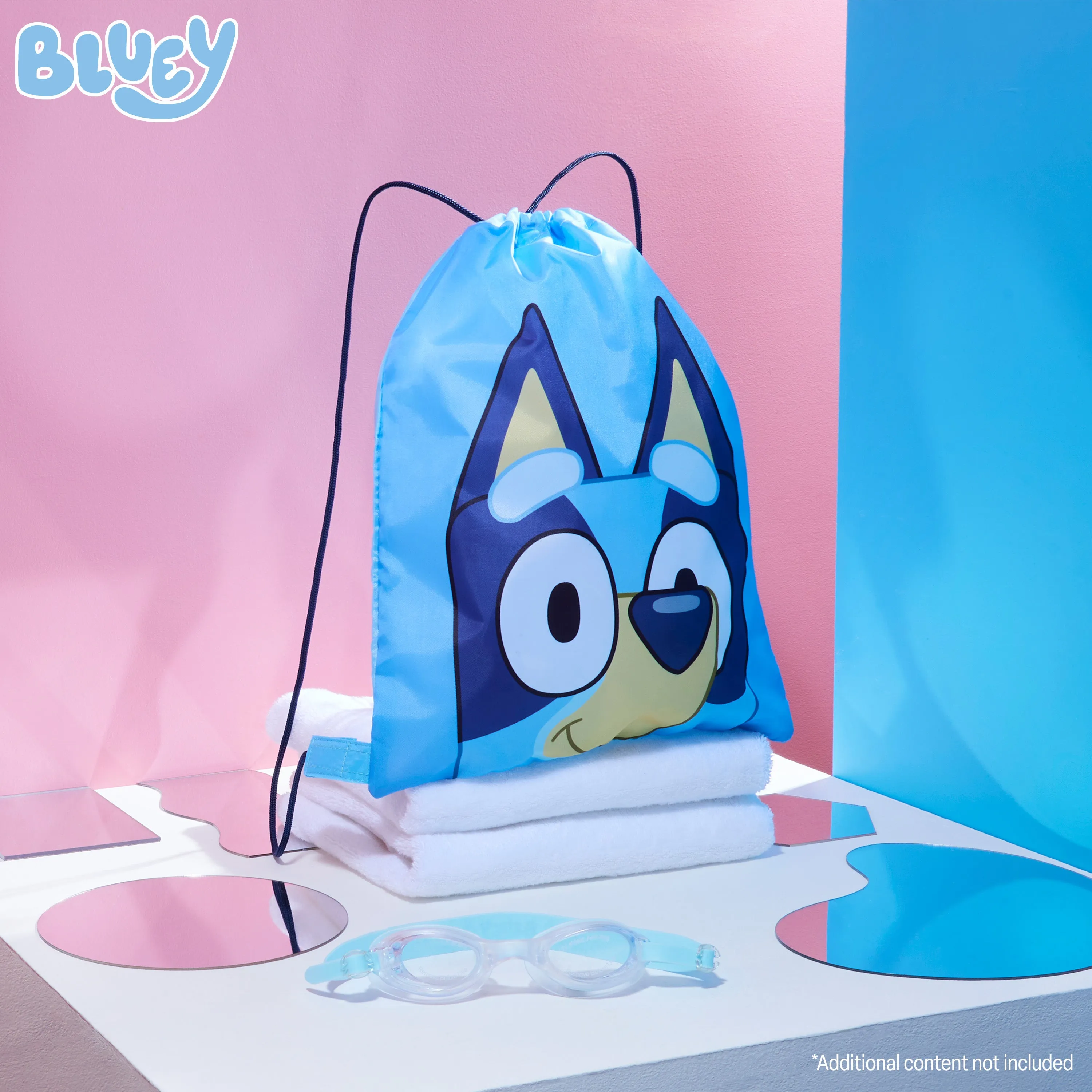 Bluey Kids Drawstring Bags, 29 x 38cm Swimming Bag with Airflow Vent