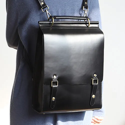 Brown Classic Satchel Laptop Leather School Backpack for Women