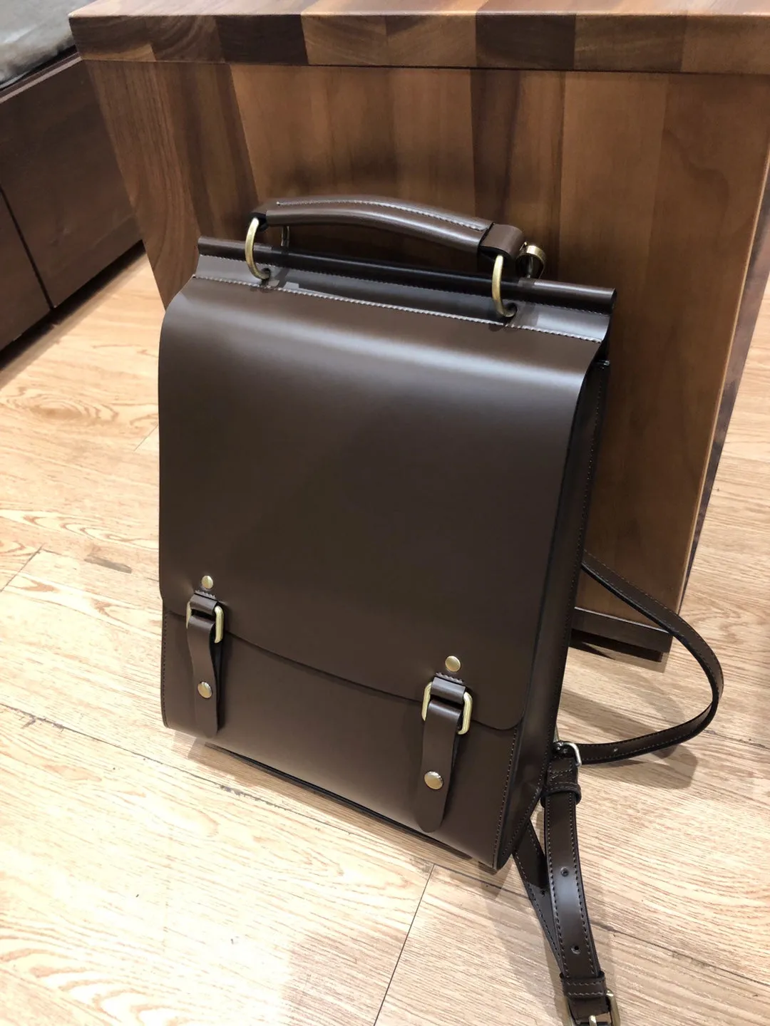 Brown Classic Satchel Laptop Leather School Backpack for Women