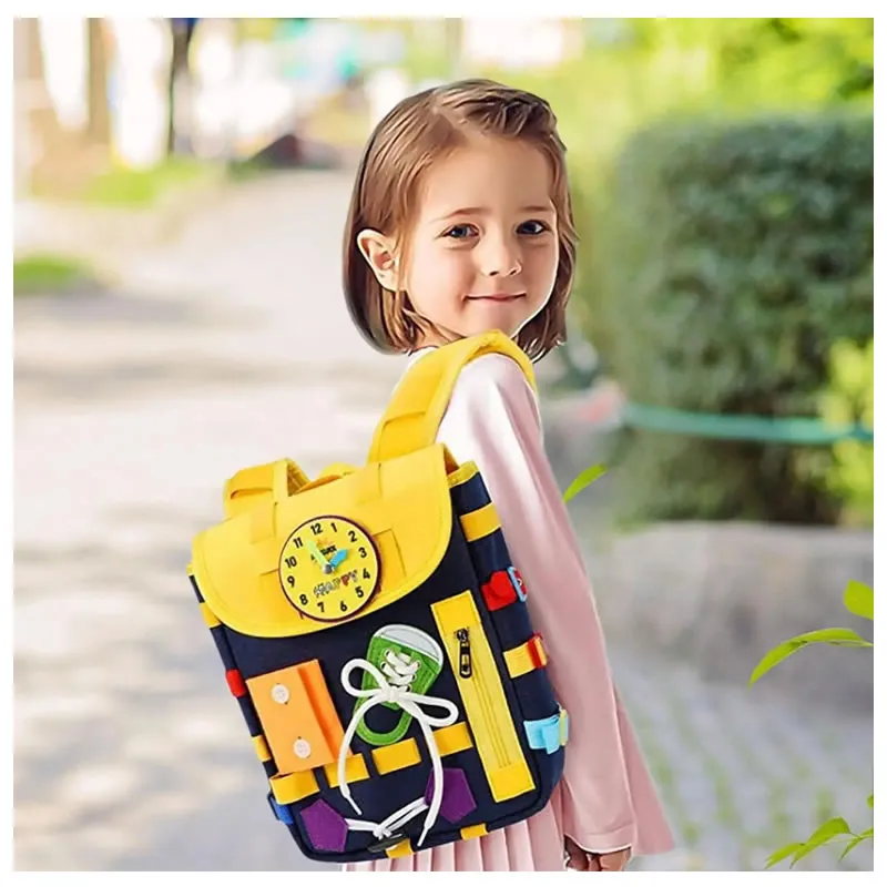 Busy Board Toddler Backpack With Buckles And Zippers Md-40