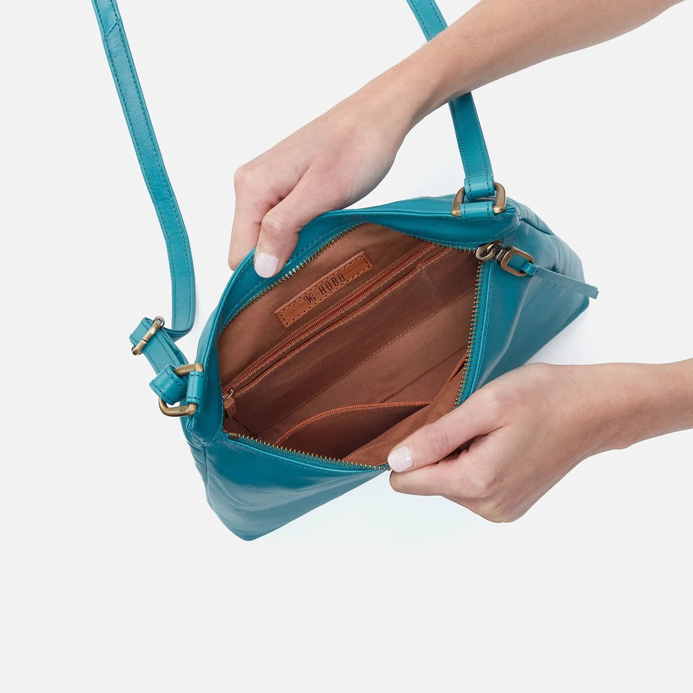 Cambel Crossbody In Polished Leather - Biscayne Blue