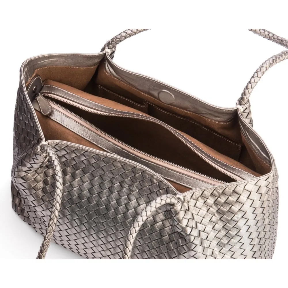 Cassidy Woven Slouchy Bag - Pewter