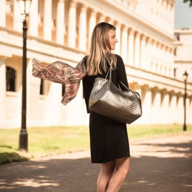 Cassidy Woven Slouchy Bag - Pewter