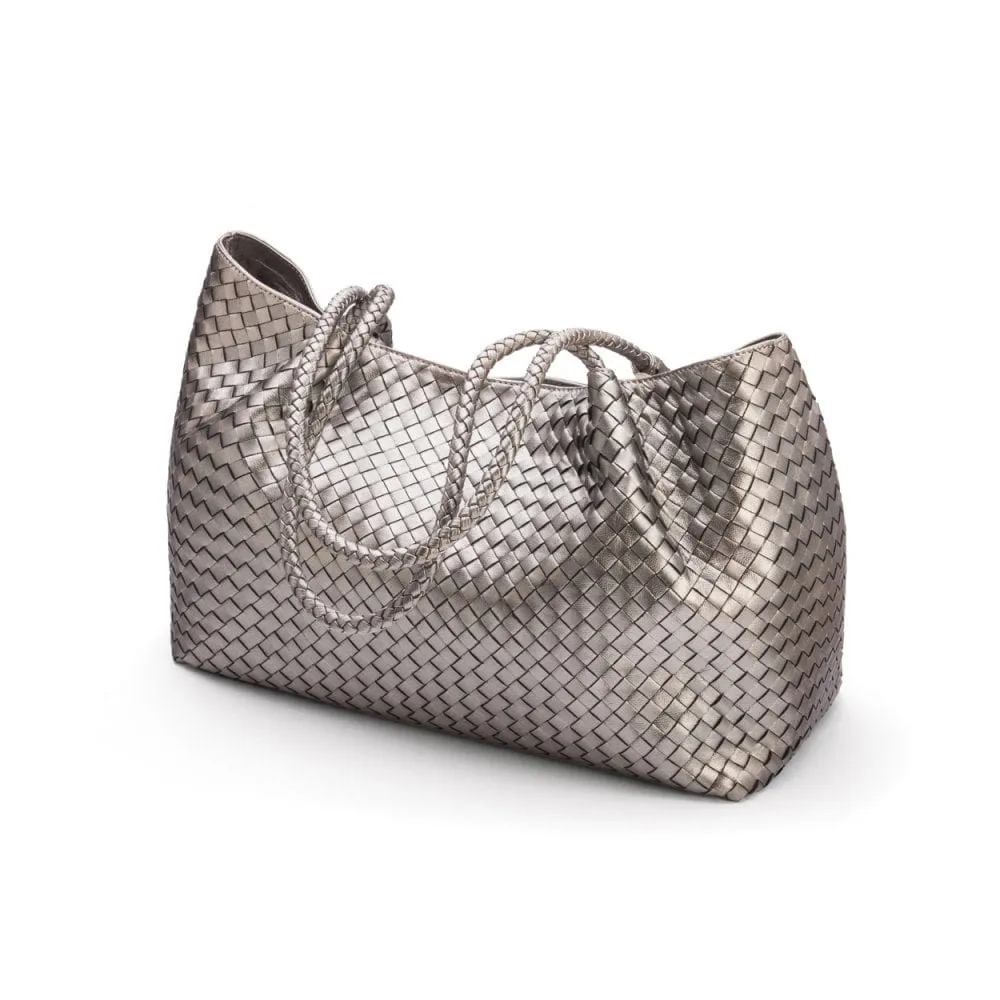 Cassidy Woven Slouchy Bag - Pewter