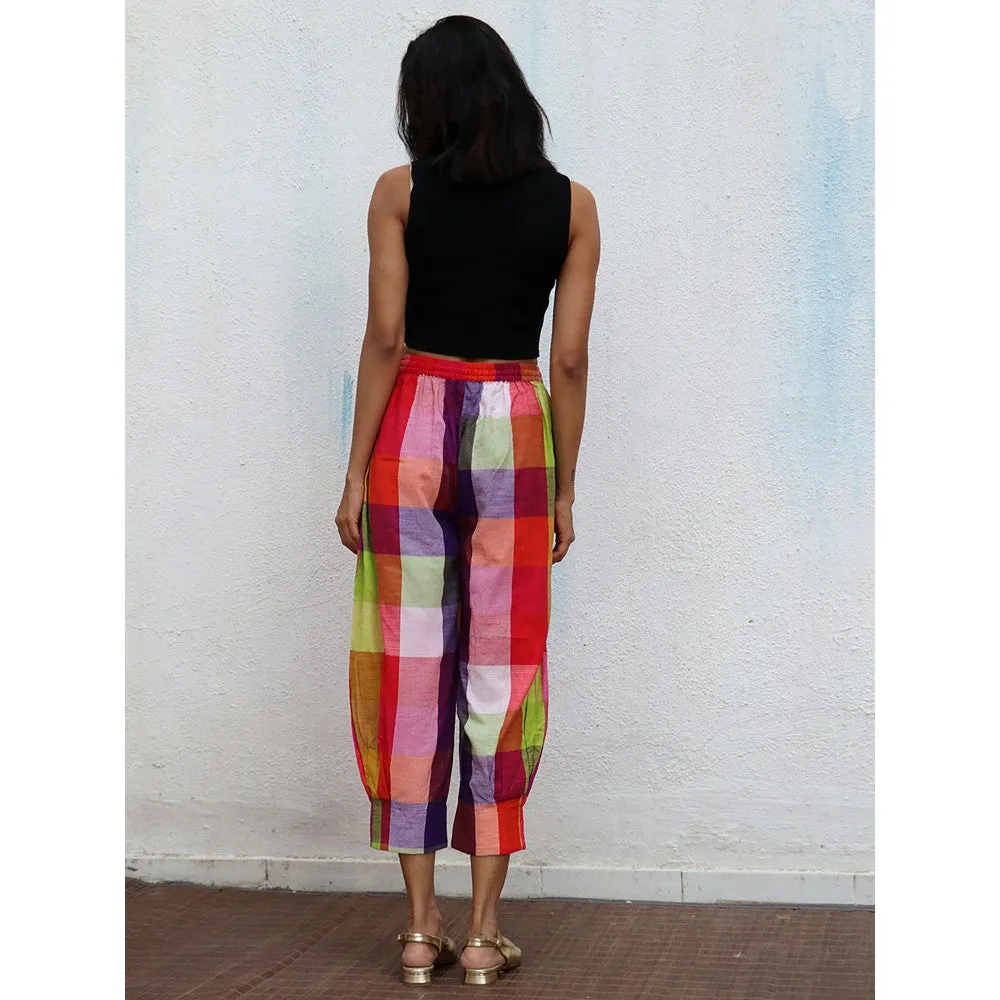 Chidiyaa Rainbow Raveena Colorblock Handwoven Cotton Pants