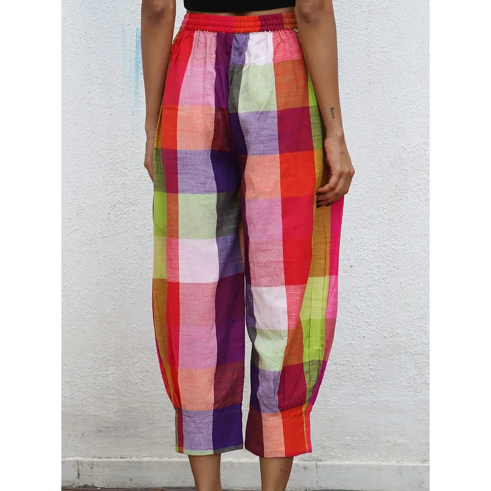 Chidiyaa Rainbow Raveena Colorblock Handwoven Cotton Pants