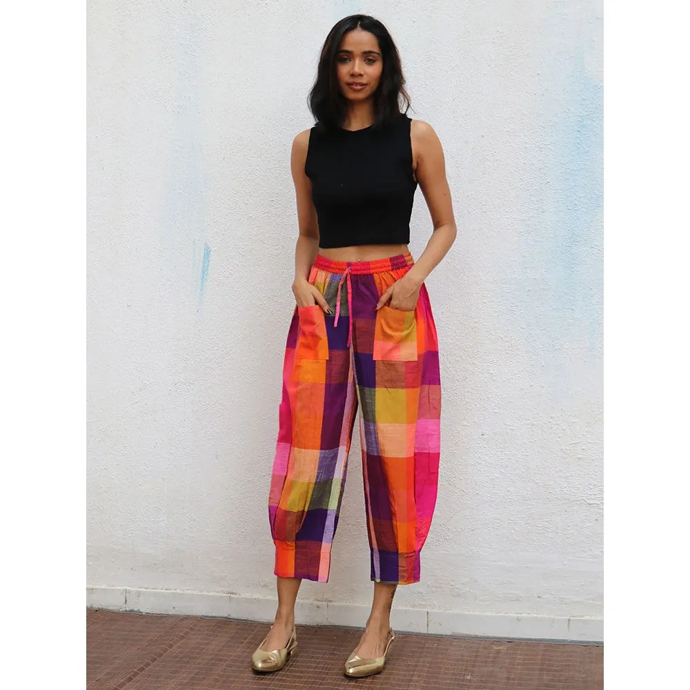 Chidiyaa Rainbow Raveena Colorblock Handwoven Cotton Pants