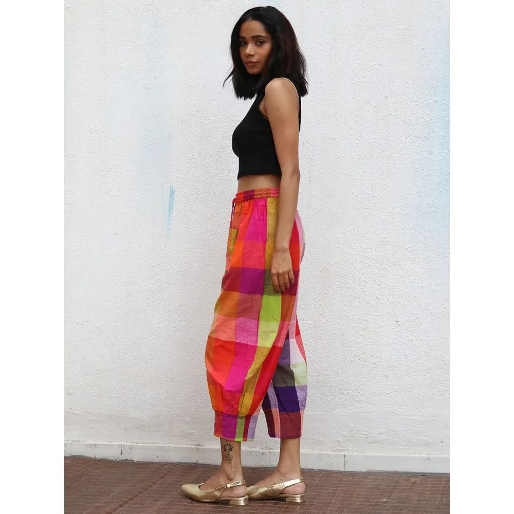 Chidiyaa Rainbow Raveena Colorblock Handwoven Cotton Pants