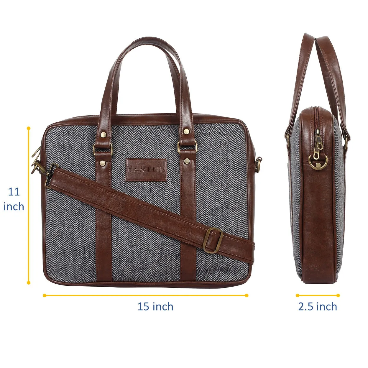 Classic Laptop Bag (Gray Herringbone)