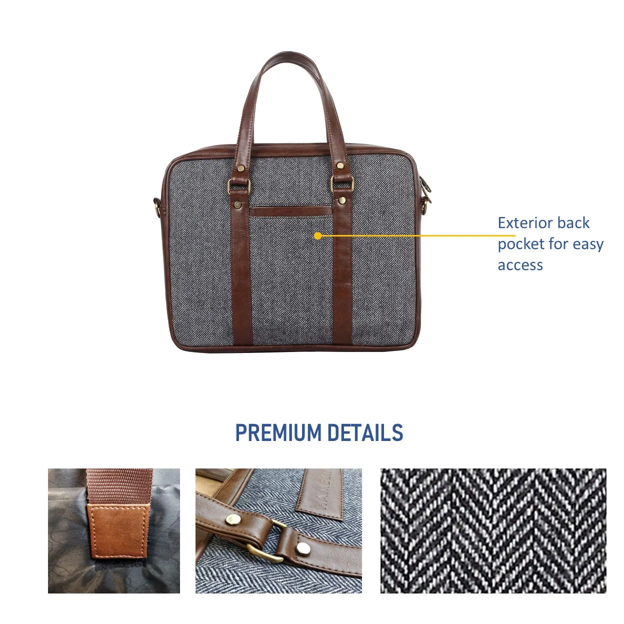 Classic Laptop Bag (Gray Herringbone)