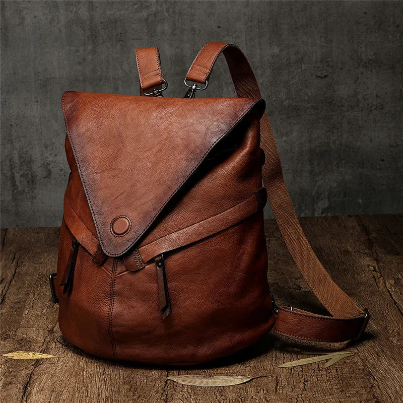 Classic Leather Convertible Backpack Bag