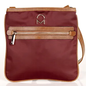 Classy Nylon Crossbody Messenger - Burgundy