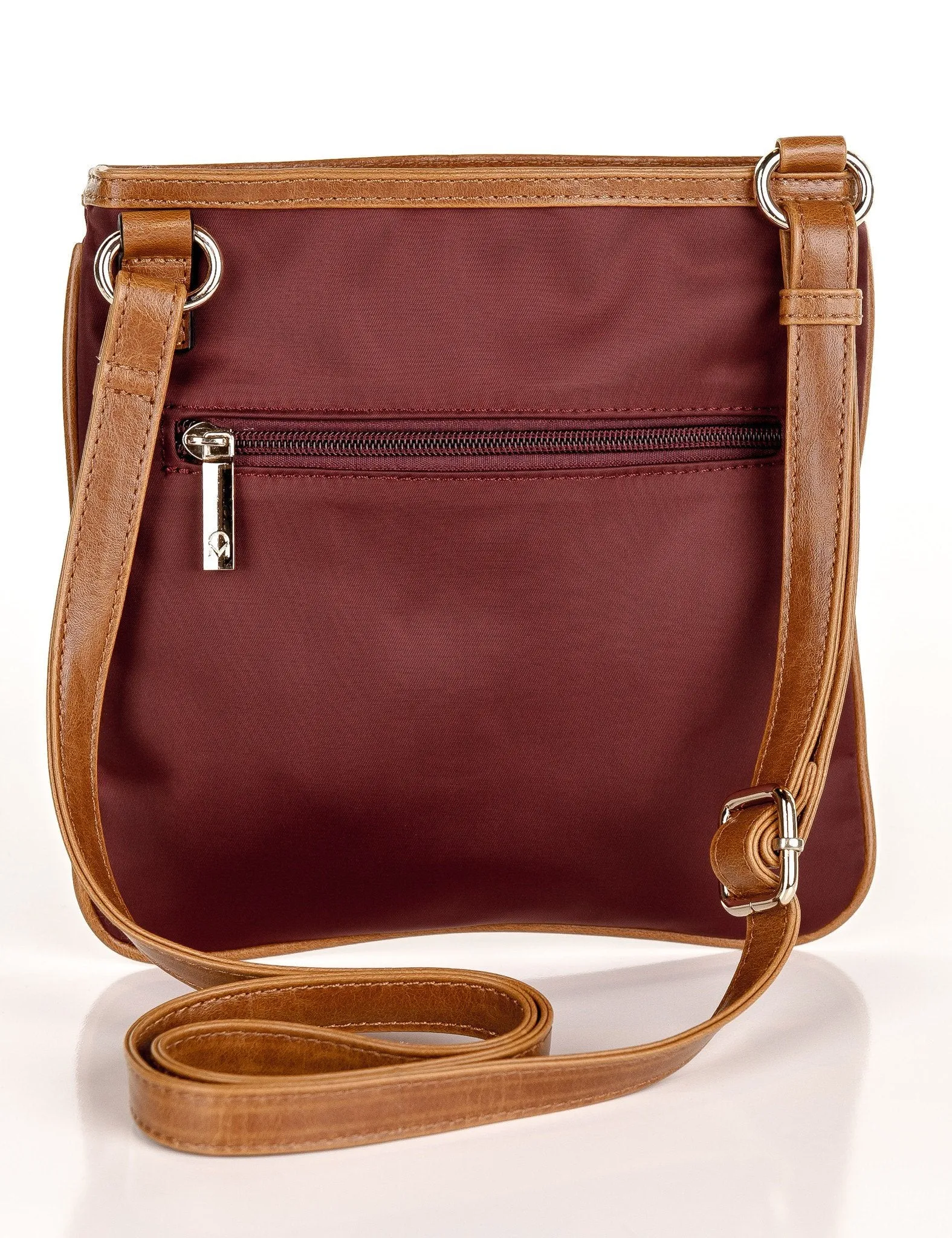 Classy Nylon Crossbody Messenger - Burgundy