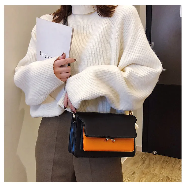 Contrast Leather Bag