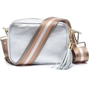 Crossbody Silver (Champagne stripes Strap)
