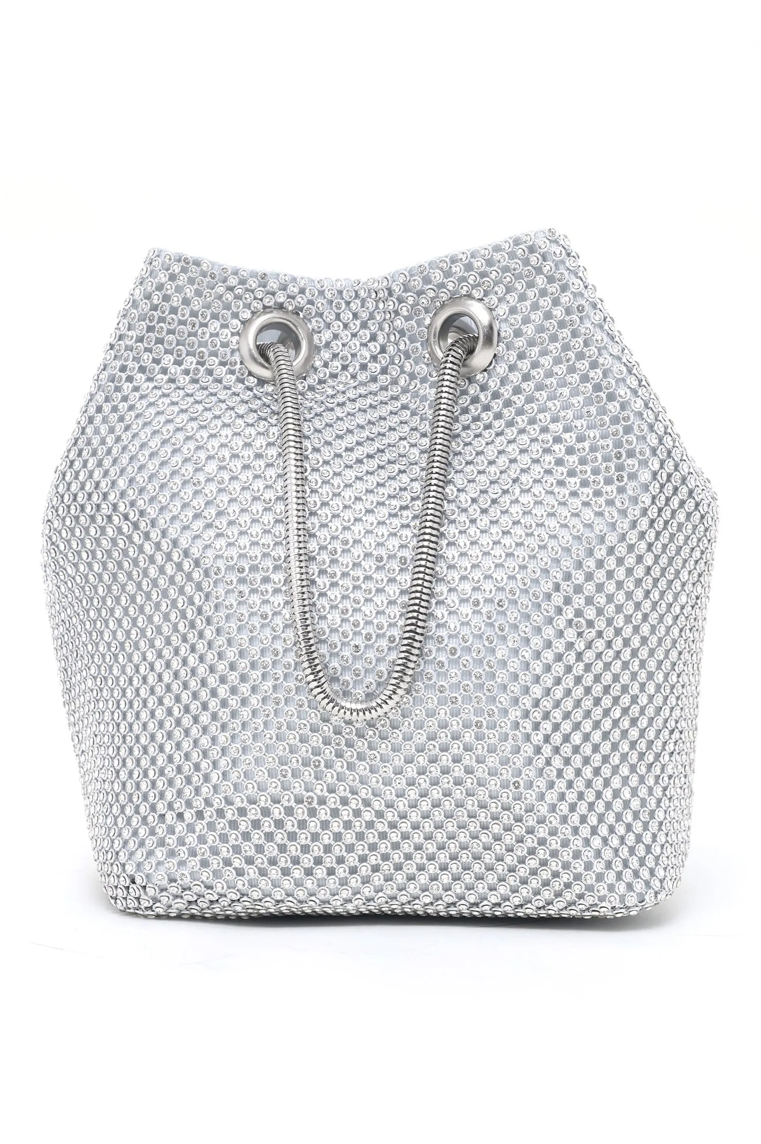 CRYSTAL LUXE DRAWSTRING BAG-SILVER