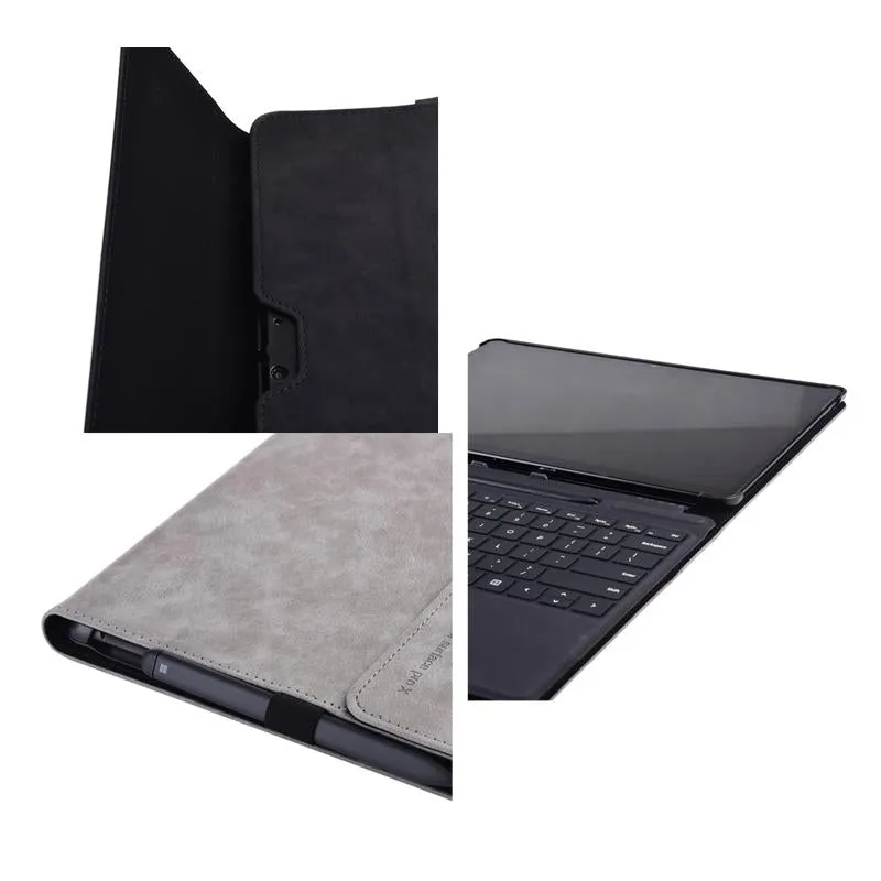 Dark Blue Leather Tablet Case For Microsoft Surface Pro X - 13 Inch