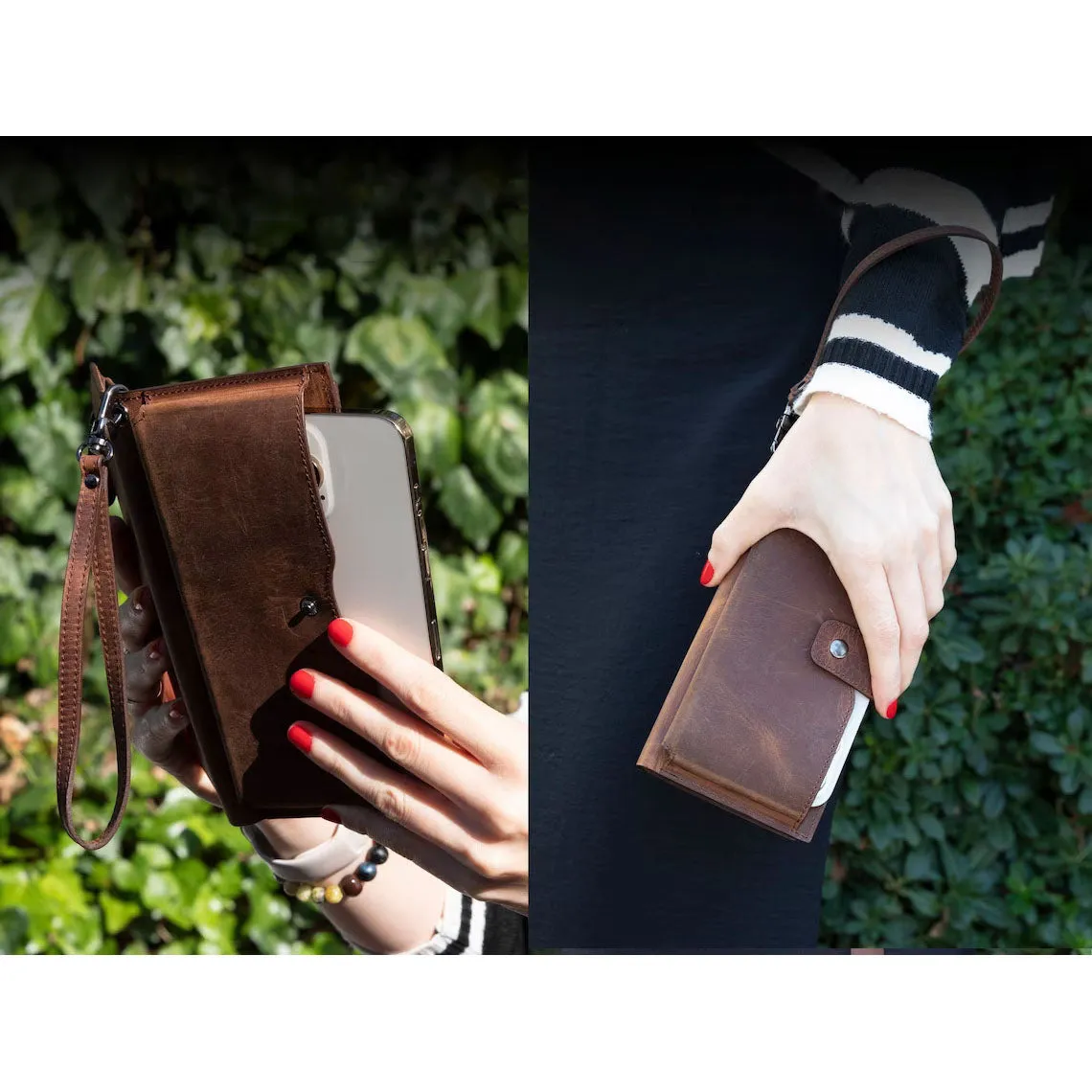 Dazzlo Leather Wallet with Phone Compartment - Brown - 7"