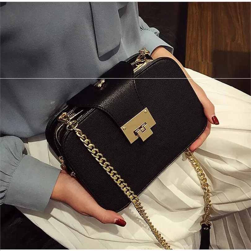 Elegant Wide Messenger Hand Bag with Zippers & Metal Buckle