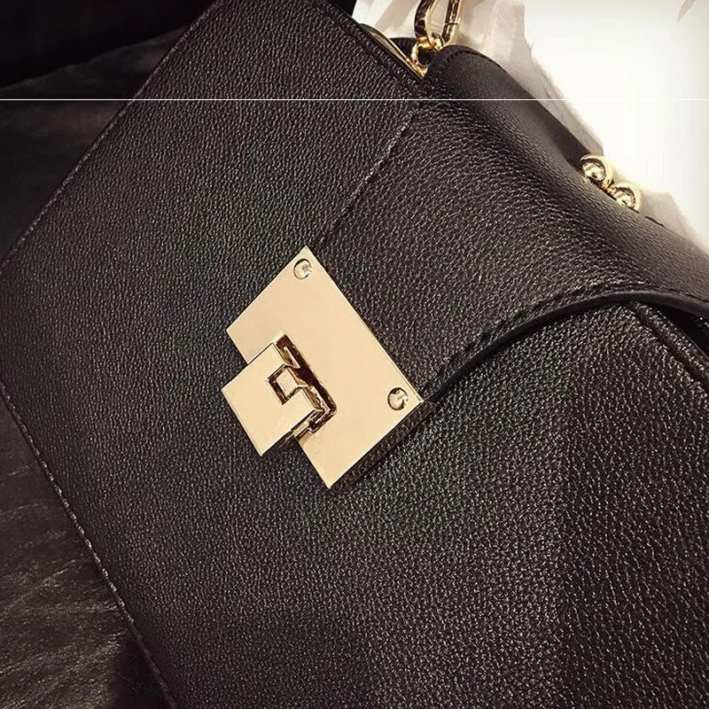 Elegant Wide Messenger Hand Bag with Zippers & Metal Buckle