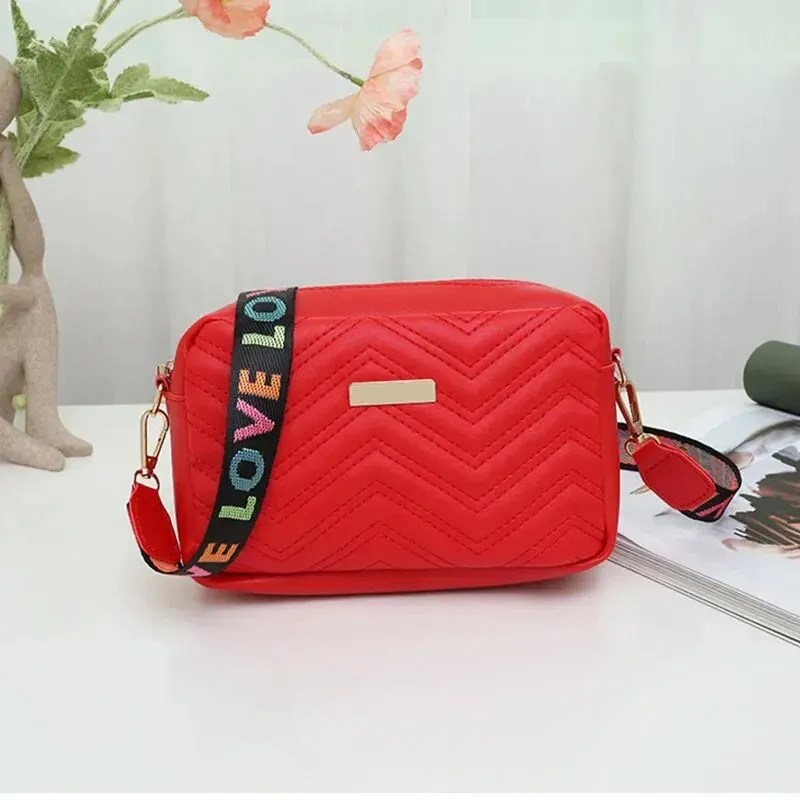 Embroidered Camera Bag with Printed Strap