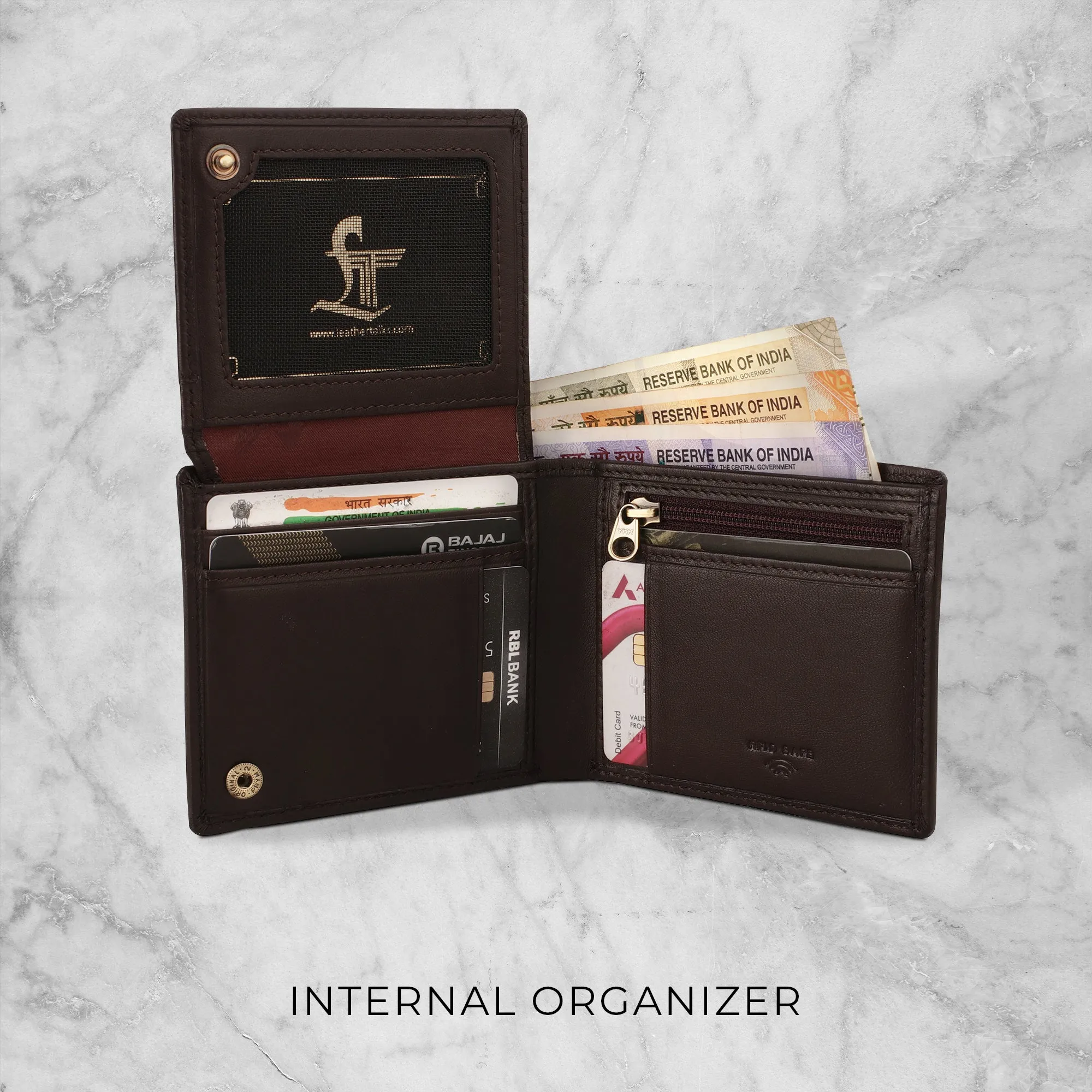 Evan Bifold Wallet | Pure Leather Wallet for Men | 100% Genuine Leather | Color: Brown & Black