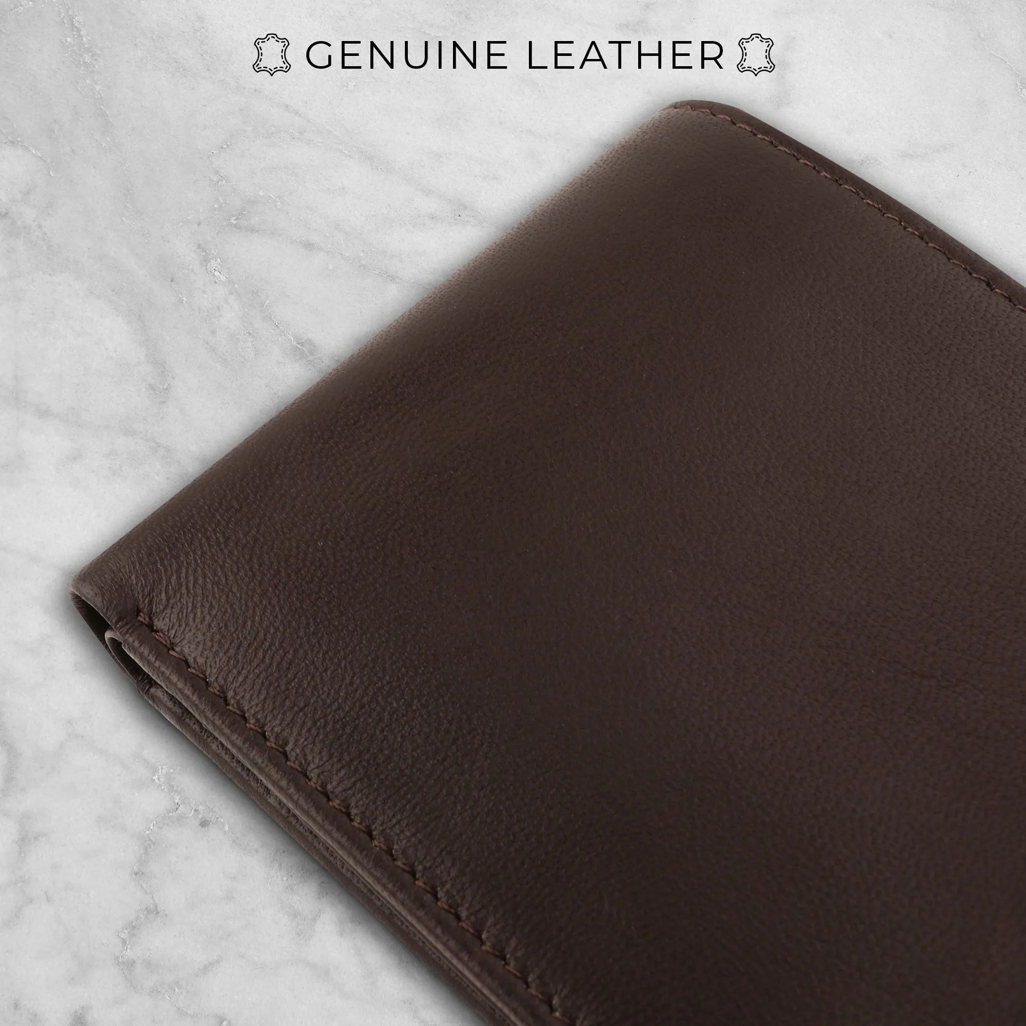 Evan Bifold Wallet | Pure Leather Wallet for Men | 100% Genuine Leather | Color: Brown & Black