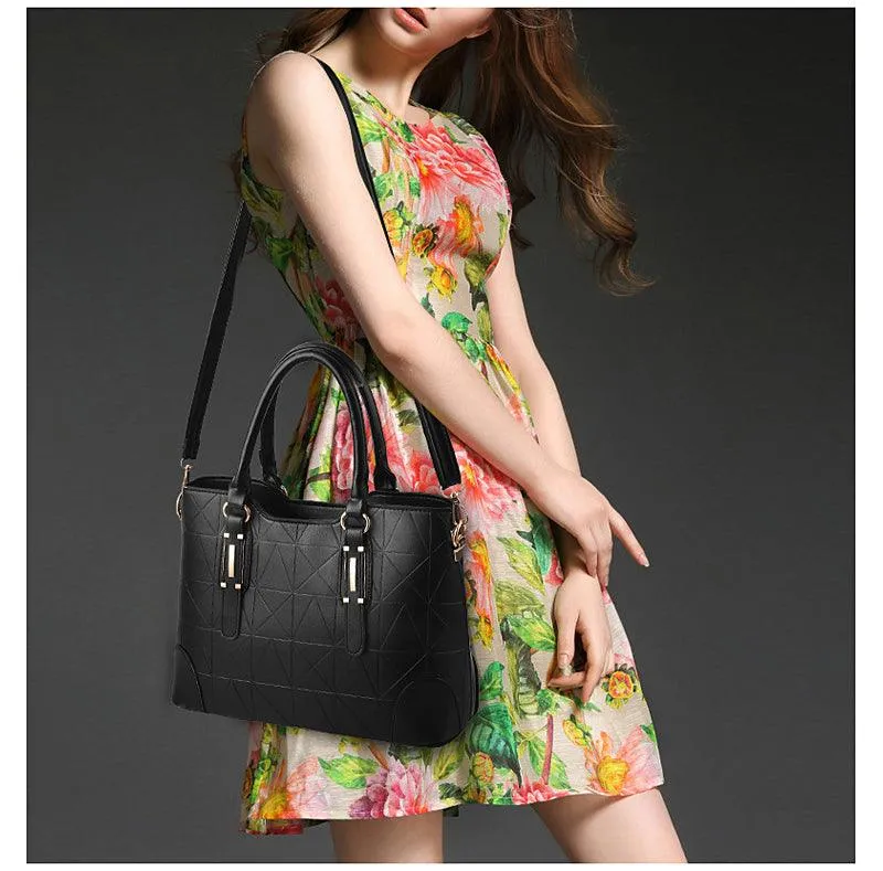 Fashion Unique 2 In 1 Patterned Leather Handbag - Yellow