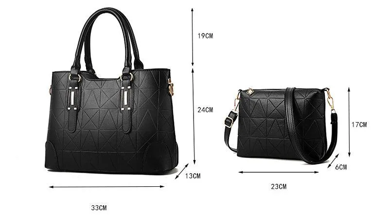 Fashion Unique 2 In 1 Patterned Leather Handbag - Yellow