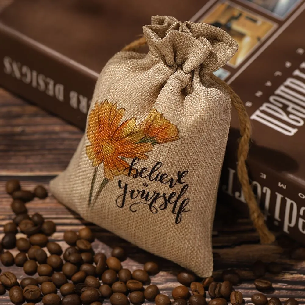 Faux Burlap Drawstring Bag - 12 x 17 cm