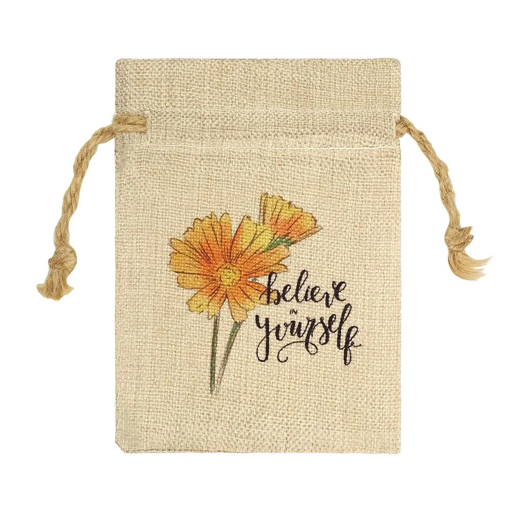 Faux Burlap Drawstring Bag - 12 x 17 cm