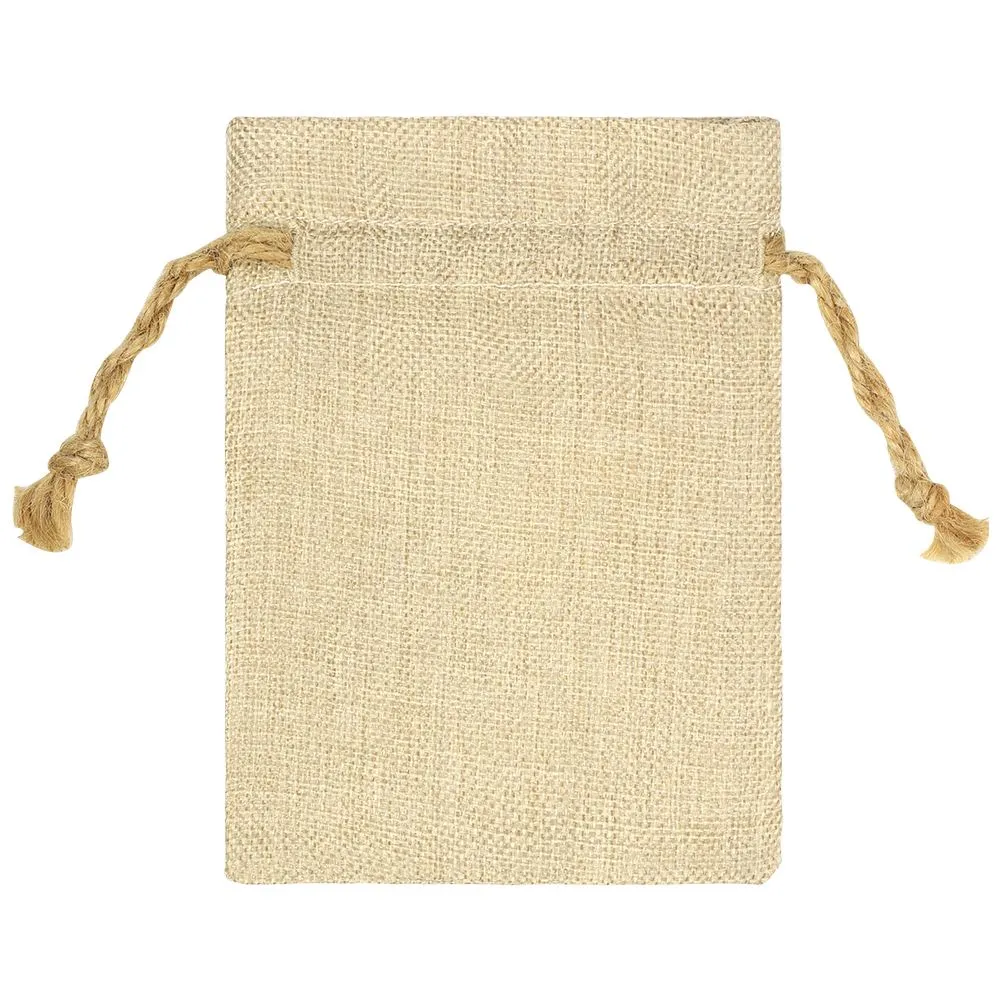Faux Burlap Drawstring Bag - 12 x 17 cm