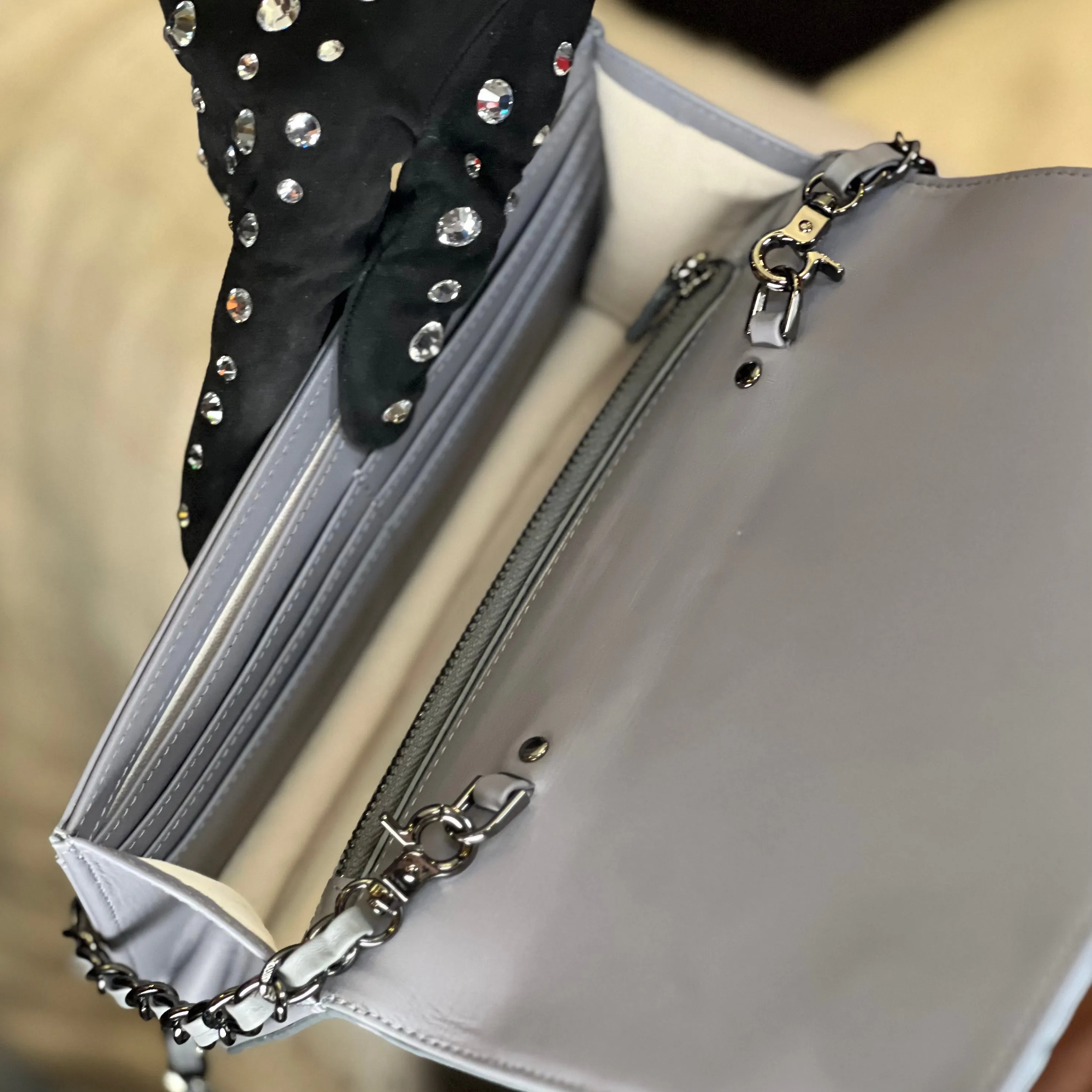 Genuine Crocodile Clutch in classic black 8"L X 5"H